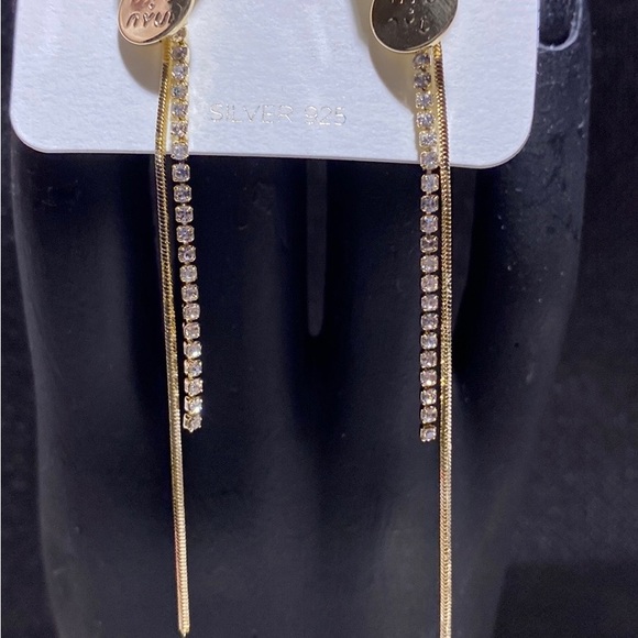 ASM Gold Yellow Rhinestone String Dangle Earring - Picture 5 of 5